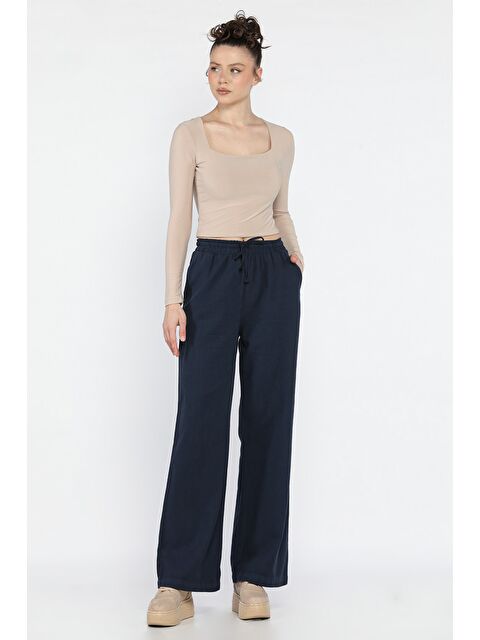 Gülseli Kadın Yüksek Bel Palazzo Keten Pantolon - S000373313-21164