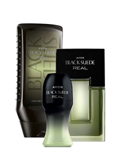 AVON Black Suede Real Erkek Parfüm Rollon ve Saç Vücut Şampuanı Paketi - S000333940-10231