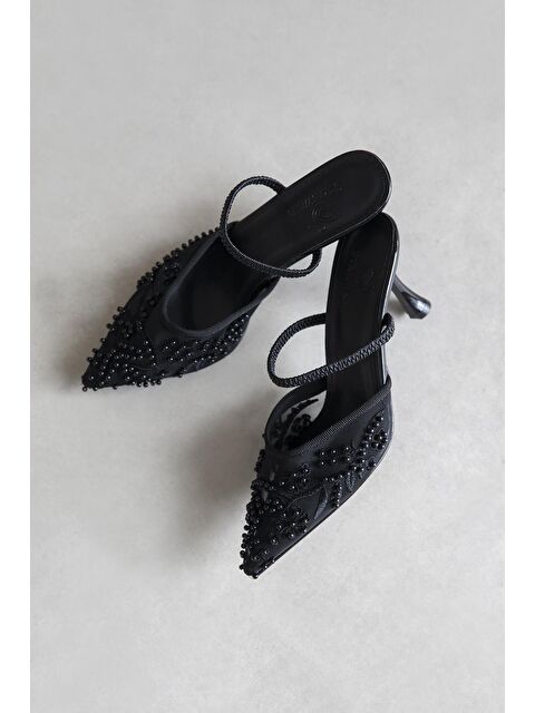 Straswans Isla Kadın File Detay Topuklu Ayakkabı Siyah - S000526279-19351