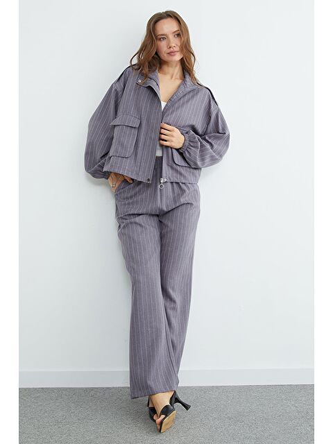 Fullamoda Çizgili Beli Stoperli Fermuarlı 2 Li Takım - S000527579-29666