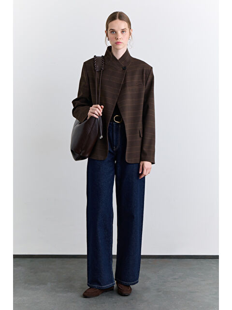 Manuka Yüksek Yaka Blazer Ceket Ekose - S000499100-23173