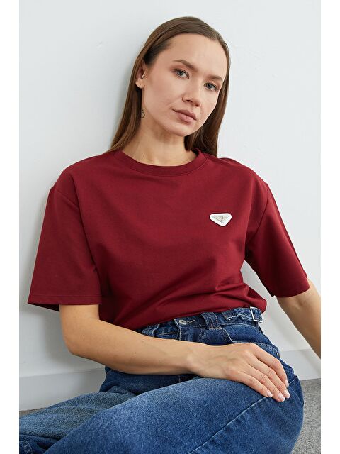 Fullamoda Metal Aksesuarlı Bisiklet Yaka Tişört - S000527581-19951