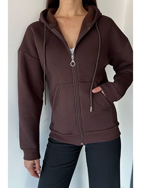 Gülseli Kadın Üç İplik Şardonlu Kapüşonlu Sweatshirt - S000470199-19413