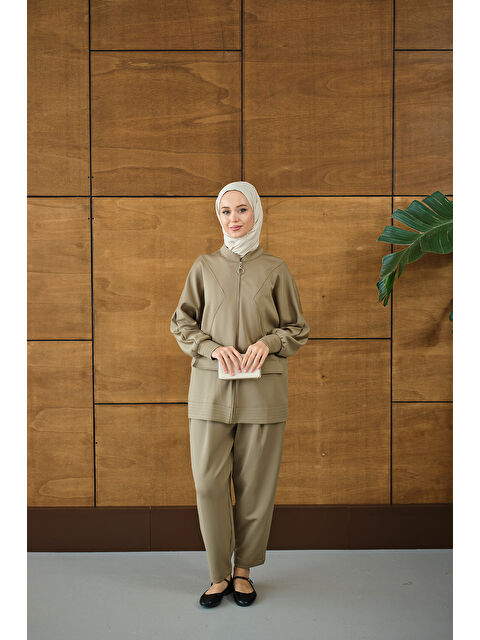 Locco Moda Kadın Fermuarlı İkili Takım Yeşil - S000492429-18194