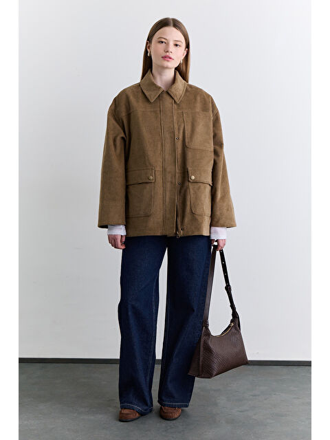 Manuka Kadife Worker Ceket Kiremit - S000499104-18657