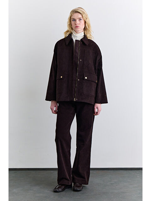 Manuka Kadife Worker Ceket Kahverengi - S000499104-19413