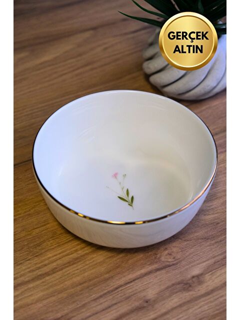 TABAK EVİ Porselen Natura Çuha Altın Yaldızlı Kase 13,50x4cm 460cc Tekli - S000489431-23173