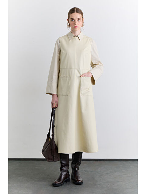 Manuka Cep Detaylı Deri Elbise Vanilya - S000499105-17162