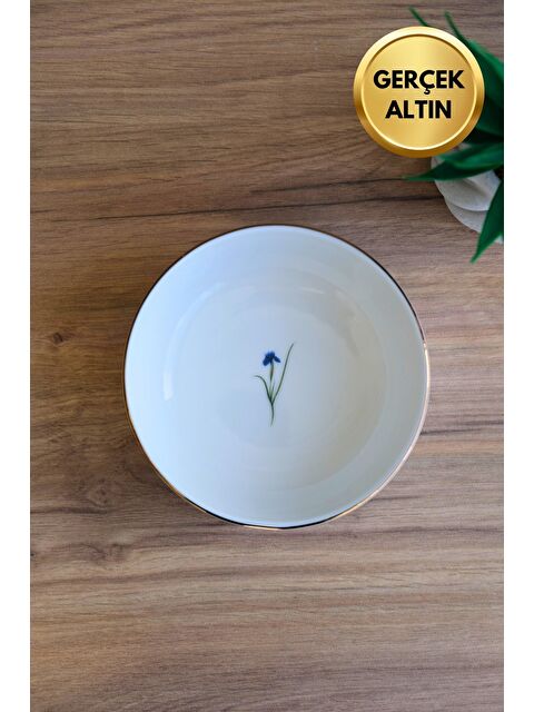 TABAK EVİ Porselen Natura İris Altın Yaldızlı Kase 13,50x4cm 460cc Tekli - S000489432-23173