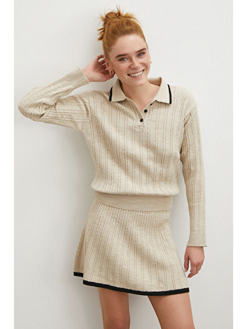 Never More Polo Yaka Etekli Takım Ekru - S000488884-19965