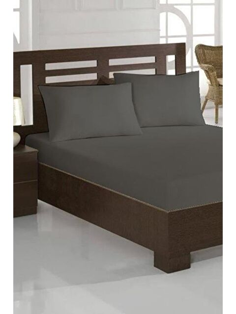 Çeyiz Diyarı Penye Çift Kişilik 180x200 cm Lastikli Çarşaf Gri - S000489437-20600