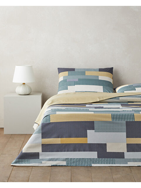 English Home Mosaicca Kolay Ütülenir Çift Kişilik Nevresim Seti 200x220 cm Hardal-Yeşil - S000495333-5437