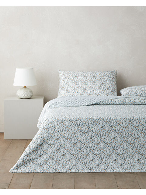 English Home Poemy Kolay Ütülenir Çift Kişilik Nevresim Seti 200x220 cm Turuncu-Mavi - S000495334-37464