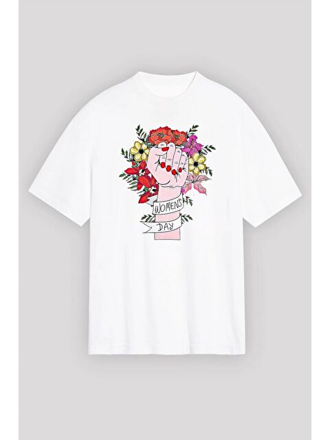 Jane's 8 Mart Dünya Kadınlar Günü İçin Özel Baskılı T-shirt - Beyaz - S000528587-20063