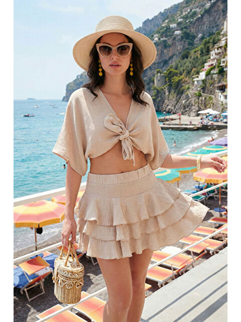 Lela Pamuklu Regular Fit Fırfırlı Mini Müslin Şort Etek 5866662 - S000527064-25636