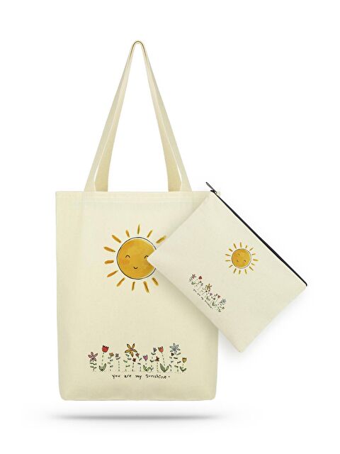 Bagg Paket Gülümseyen Güneş Kanvas Kumaş Bez Çanta - S000148740-19966