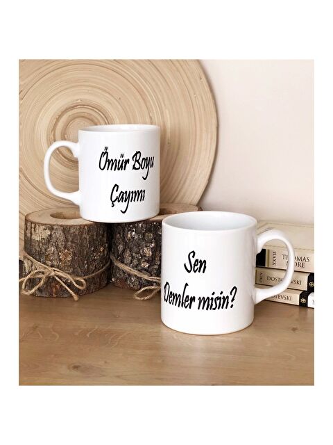 Bam Hediyelik Eşya Çiftlere Özel Ömür Boyu Çayımı Sen Demler Misin Tasarılı 2 li Kupa Bardak - S000290133-23173