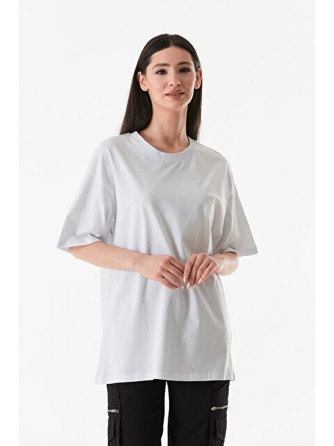 Fullamoda Basic Oversize Bisiklet Yaka Tişört - S000341863-20063