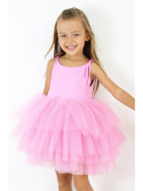 Le Mabelle Pembe Askılı Tül Etekli Kız Çocuk Elbise - Sophie - S000497560-20024