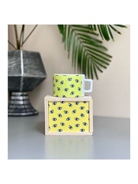 Bam Hediyelik Eşya Sarı Nazar Göz Tasarımlı Kutulu Kupa - S000290136-23173