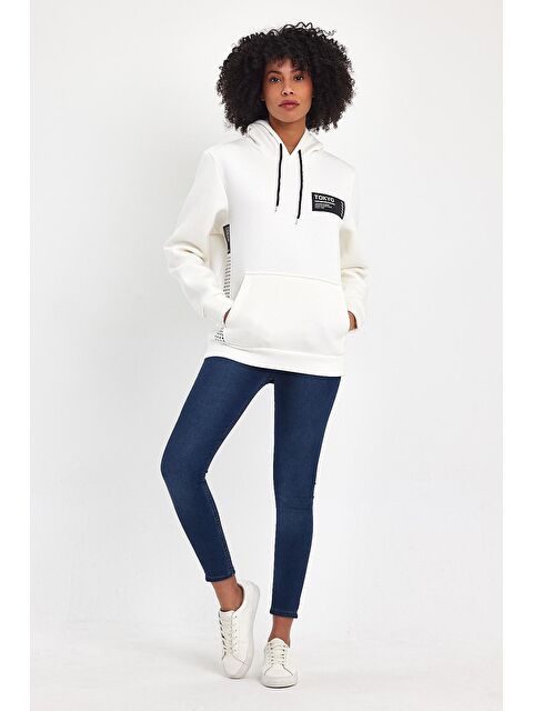 Süperlife Kadın Kapüşonlu Rahat Kalıp İçi Polarlı 3 iplik Tokyo Baskılı SweatShırt spr24swk05