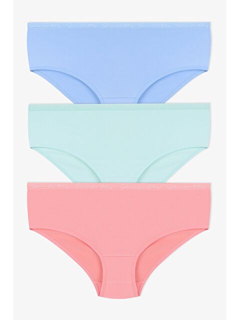 Koza İç Giyim Kadın 3'lü Yazılı Lastikli Renkli Külot - S000312306-37357