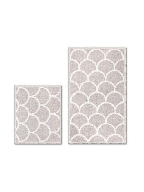 Bluenity Pearl Doğal Pamuklu 2'li Banyo Paspas Seti 60X100+50X60 Taş - S000433300-25636