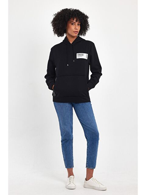 Süperlife Kadın Kapüşonlu Rahat Kalıp İçi Polarlı 3 iplik Tokyo Baskılı SweatShırt spr24swk05 - S000113549-19351