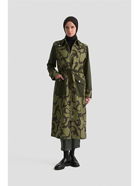 ARMİNE Desenli Kapitone Mixli Örme Giyçık 25Kd1601 Haki - S000473431-18547