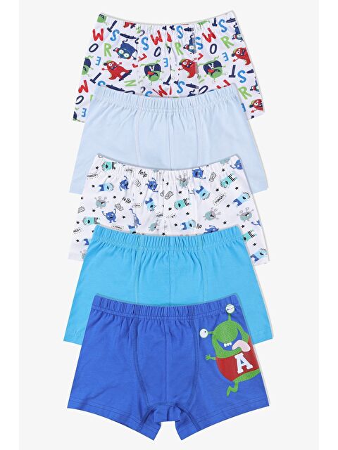 Koza İç Giyim Erkek Çocuk 5'li Pamuklu Sevimli Canavar Desenli Boxer - S000308312-37368