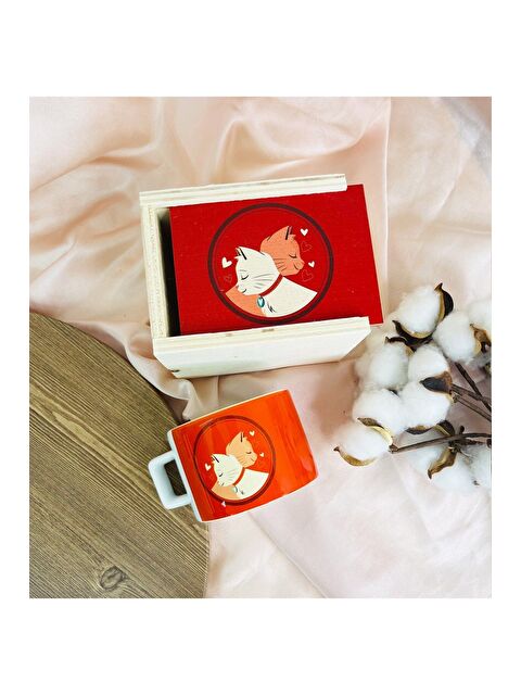 Bam Hediyelik Eşya Sevimli Aşık Kediler Tasarımlı Kutulu Kupa - S000290152-23173