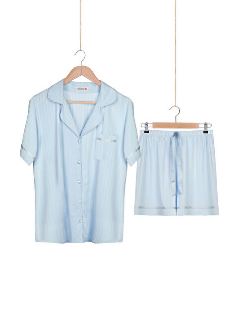Dominant Kadın %100 Dokuma Viskon Düğmeli Şortlu Pijama Takım - S000439597-3642