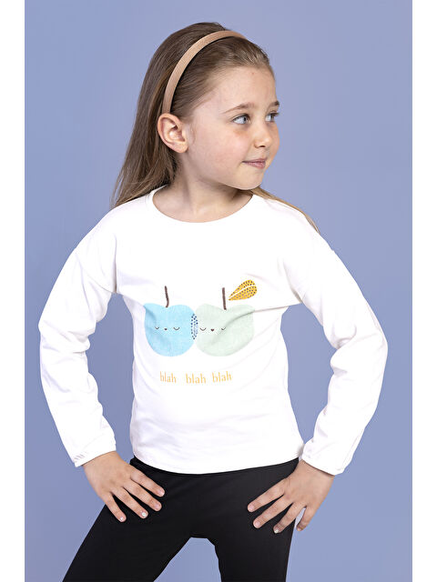 Toontoykids Kız Çocuk Baskılı Kol Ucu Lastikli Sırtı Nakış Detaylı Tişört - S000500970-19965