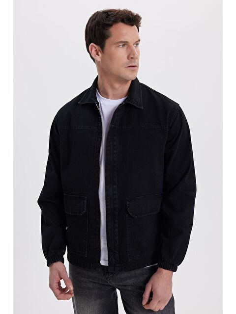 TUDORS Erkek Relax Fit Rahat Kesim Çift Cep Denim Siyah Jean Mont Ceket - S000518893-19351