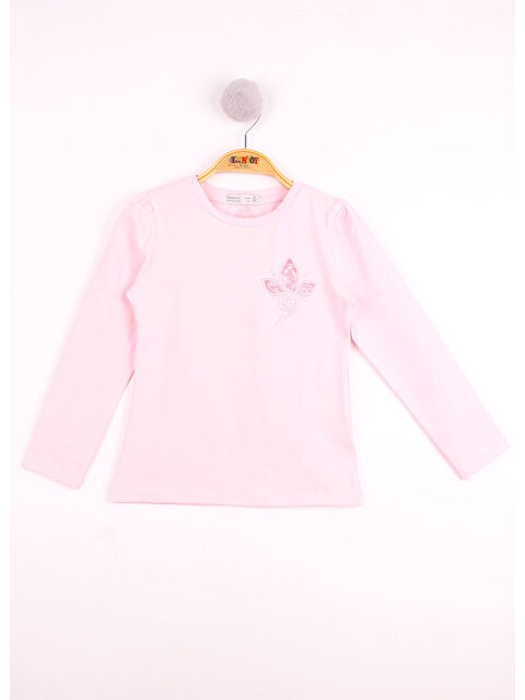 Toontoykids Kız Çocuk Göğsü Çiçek Nakışlı T-Shirt