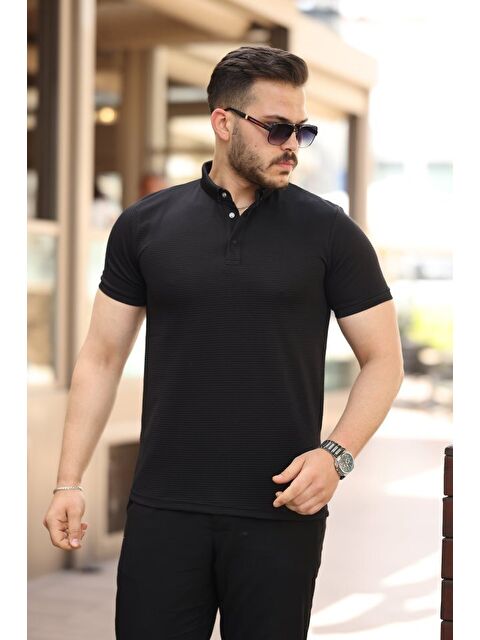 Jane's Erkek çizgi Dokulu çıtçıt Yakalı Kısa Kollu T-shirt - S000528586-19351