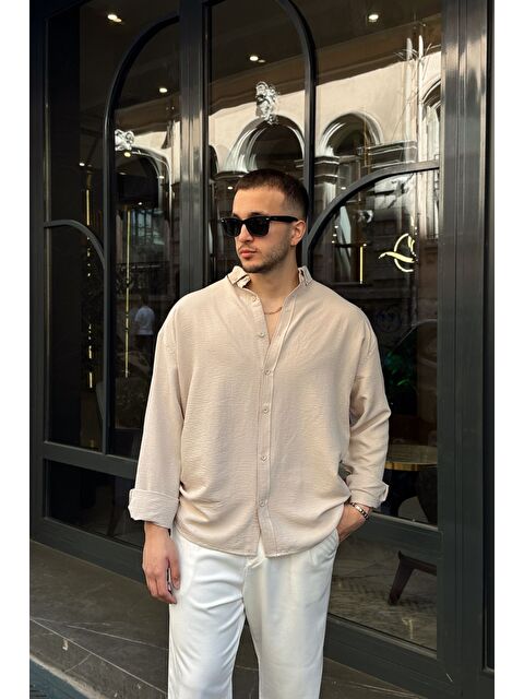 Livio Ferri Zoro Erkek Extra Soft Keten Görünümlü Gömlek Uzun Kollu, Hafif Dokulu