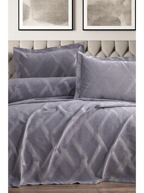 Çeyiz Diyarı Nisan 3 Parça Çift Kişilik Pike Takımı 240x260 Gri - S000499120-20600