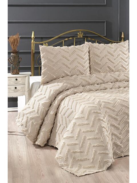 Çeyiz Diyarı Zigra 3 Parça Çift Kişilik Pike Takımı Bej - S000499125-19928