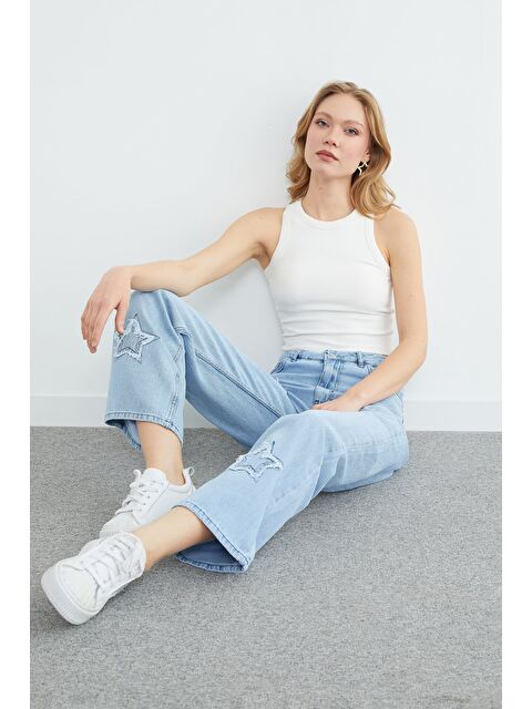 Fullamoda Yıldız Nakışlı Palazzo Jean - S000508339-8826