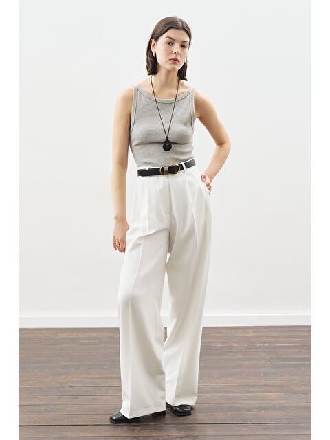 Manuka Dona Pileli Palazzo Pantolon Ekru - S000147029-19965