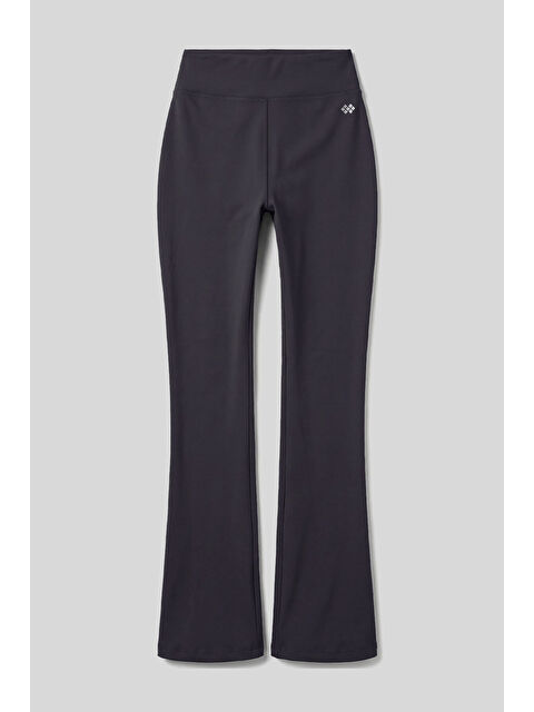 Tommylife Antrasit Esnek Yüksek Bel Spor Performans Kadın İspanyol Paça Kadın Tayt - 94686