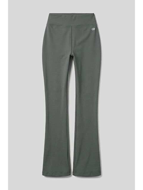 Tommylife Haki Esnek Yüksek Bel Spor Performans Kadın İspanyol Paça Kadın Tayt - 94686