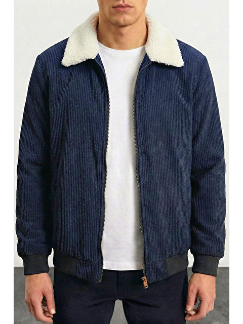 Genius Store Erkek Kadife Mont Pelüş Astarlı Gömlek Yaka Rüzgar Geçirmez Kadife Mont - S000501396-21164