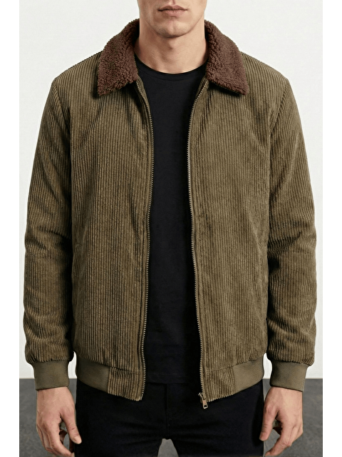 Genius Store Erkek Kadife Mont Pelüş Astarlı Gömlek Yaka Rüzgar Geçirmez Kadife Mont - S000501396-18547