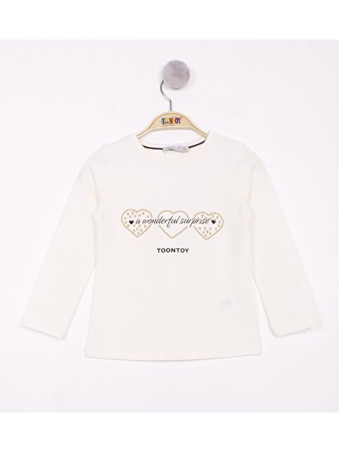Toontoykids Kız Bebek Surprise Kalp Nakışlı Tişört