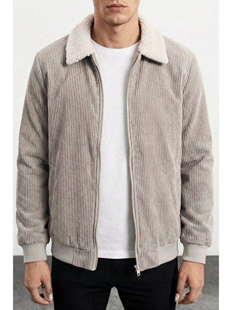 Genius Store Erkek Kadife Mont Pelüş Astarlı Gömlek Yaka Rüzgar Geçirmez Kadife Mont - S000501396-20600