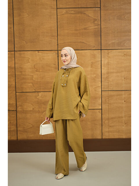 Locco Moda Kadın Çift Düğme Detaylı Takım Hardal - S000527071-20074