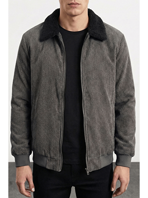 Genius Store Erkek Kadife Mont Pelüş Astarlı Gömlek Yaka Rüzgar Geçirmez Kadife Mont - S000501396-33408