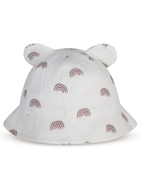 Civil Baby 3D Kulaklı Desen 6-18 Ay Bebek Kız Maksi Şapka - Ekru